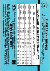 Back Of Card | Charles Hudson Baseball Cards 1988 Donruss