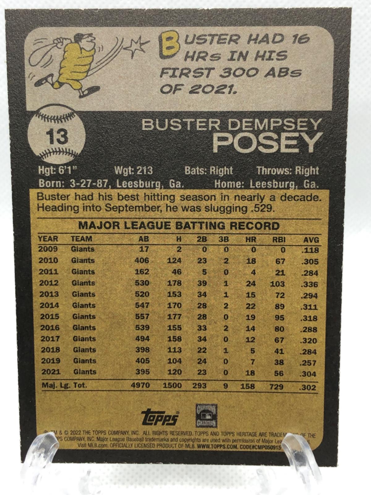 Buster Posey 13 Prices 2022 Topps Heritage Baseball Cards
