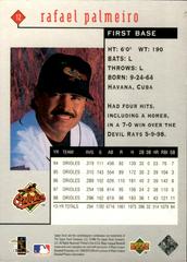 Back Of Card | Rafael Palmeiro [Single] Baseball Cards 1999 Upper Deck Black Diamond