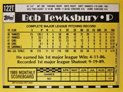 Rear | Bob Tewksbury Baseball Cards 1990 Topps Traded Tiffany