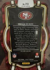 Back Of Card | Brock Purdy [Black Red Die Cut] Football Cards 2022 Panini Select