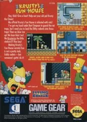 Krusty'S Fun House - Back | Krusty's Fun House Sega Game Gear