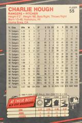 Rear | Charlie Hough Baseball Cards 1988 Fleer Mini
