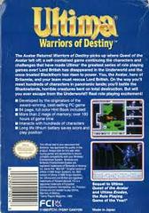 Ultima Warriors Of Destiny - Back | Ultima Warriors of Destiny NES