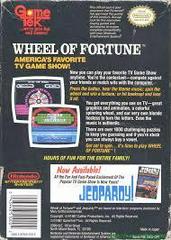 Wheel Of Fortune - Back | Wheel of Fortune NES