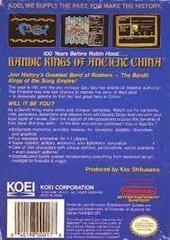 Bandit Kings Of Ancient China - Back | Bandit Kings of Ancient China NES