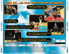 Back Of Case - NO UPC NUMBER | NBA 2K [Not for Resale] Sega Dreamcast