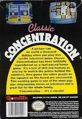 Classic Concentration - Back | Classic Concentration NES