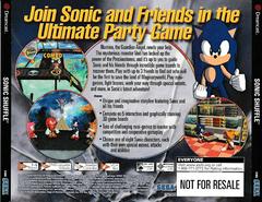 Back Of Case - NOT FOR RESALE | Sonic Shuffle [Not For Resale] Sega Dreamcast