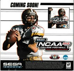 Manual - Back | NFL 2K1 [Sega All Stars] Sega Dreamcast