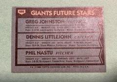Giants Stars | Giants Future Stars [G. Johnston, D. Littlejohn, P. Nastu] Baseball Cards 1980 Topps