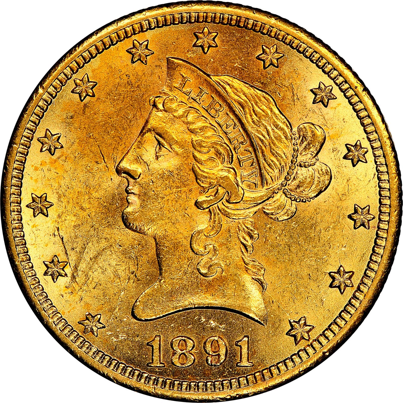 1891 Coins Liberty Head Gold Double Eagle