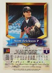 Rear | Scott Erickson Baseball Cards 1994 Topps Traded Finest Inserts