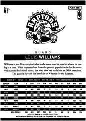 Back Of Card | Louis Williams Basketball Cards 2014 Panini Hoops