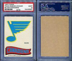 Blues, Canadiens Hockey Cards 1973 Topps Team Emblem Stickers Prices