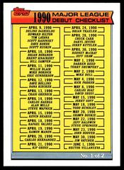 Checklist 1 #170 Baseball Cards 1991 Topps '90 M.L. Debut Prices