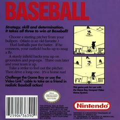 Baseball - Back | Baseball GameBoy