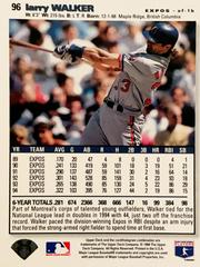 Rear | Larry Walker Baseball Cards 1995 Collector's Choice Se