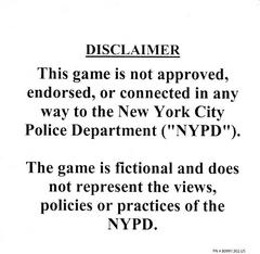 Disclaimer Card (3 1/2" X 3 1/2") | True Crime New York City Playstation 2