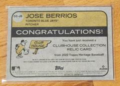 Relic Gold Back Numbered  | Jose Berrios [Gold] Baseball Cards 2022 Topps Heritage Clubhouse Collection Relics