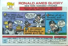 Card, Rear | Ron Guidry Baseball Cards 1988 Topps Big