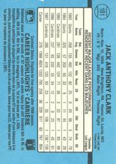 Reverse | Jack Clark Baseball Cards 1988 Leaf
