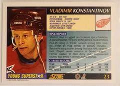 Back Of Card | Vladimir Konstantinov Hockey Cards 1992 Score Young Superstars