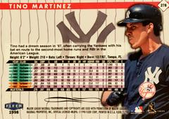 Rear | Tino Martinez Baseball Cards 1998 Fleer Tradition