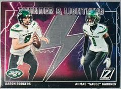 Aaron Rodgers / Ahmad “Sauce” Gardner #16 Football Cards 2023 Panini Zenith Thunder and Lightning Prices