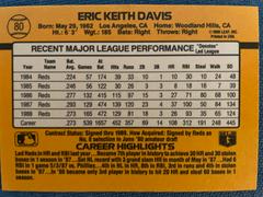 Denotes Error, 165 Games In 1988 | Eric Davis [Error Denotes] Baseball Cards 1989 Donruss