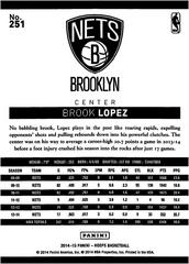 Back Of Card | Brook Lopez Basketball Cards 2014 Panini Hoops