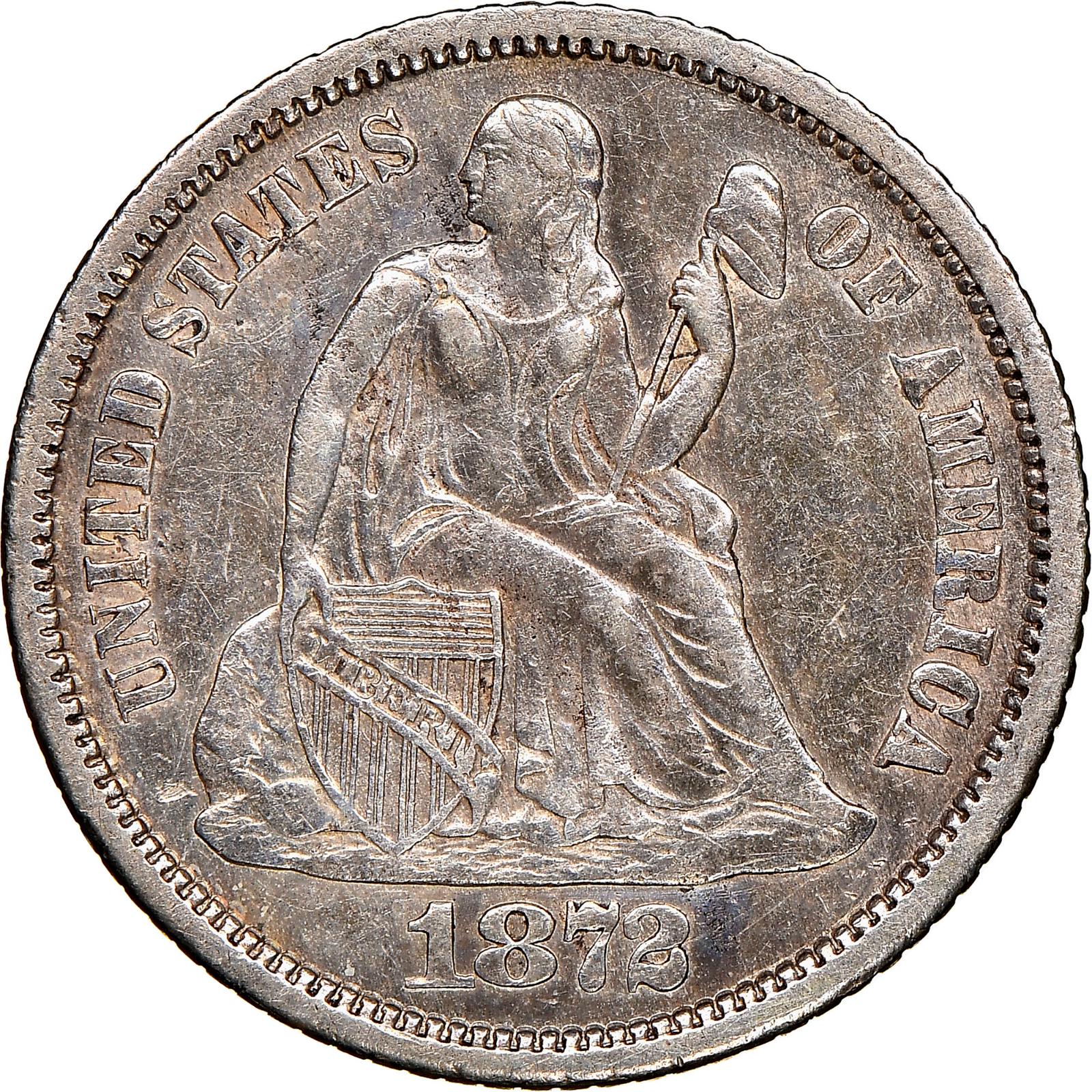 1872 CC Coins Seated Liberty Dime