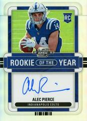 Alec Pierce [Rookie of the Year Autograph Holo] #ROY-AP Football Cards 2022 Panini Contenders Optic Rookie of the Year Prices