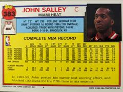 John Salley Rear | John Salley Basketball Cards 1992 Topps