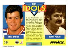 Back Of Card | Bernie Parent, Mike Richter Hockey Cards 1991 Pinnacle
