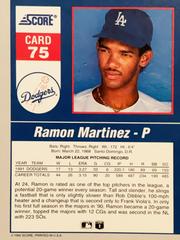 Rear | Ramon Martinez Baseball Cards 1992 Score Impact Players