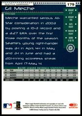 Back Of Card | Gil Meche Baseball Cards 2004 Donruss