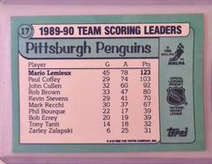 Backside | Mario Lemieux [Tiffany] Hockey Cards 1990 Topps Team Scoring Leaders