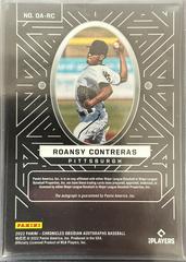 Back | Roansy Contreras [Blue Finite] Baseball Cards 2022 Panini Chronicles Obsidian Autographs