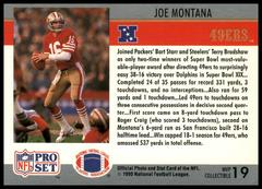 Back Of Card | Joe Montana Football Cards 1990 Pro Set Super Bowl MVP