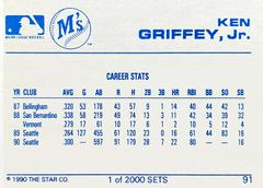 Card Back | Ken Griffey Jr. Baseball Cards 1990 Star Silver Edition
