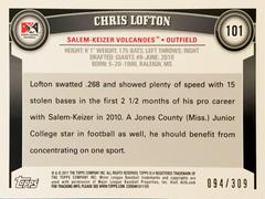 Rear | Chris Lofton [Blue] Baseball Cards 2011 Topps Pro Debut