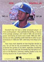 Card Back | Ken Griffey Jr. Baseball Cards 1992 Ultra All Stars