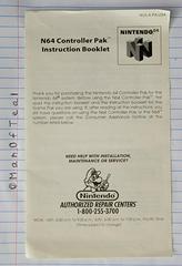 Manual  | Controller Pak Nintendo 64