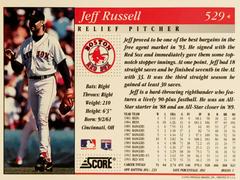 Rear | Jeff Russell Baseball Cards 1994 Score