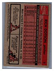 Back | Richard Dotson Baseball Cards 1981 Coca Cola