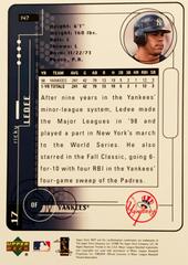 Rear | Ricky Ledee Baseball Cards 1999 Upper Deck MVP