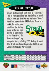 Card Back | Ken Griffey Jr. Baseball Cards 1994 Upper Deck Fun Packs