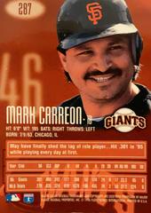 Rear | Mark Carreon Baseball Cards 1996 EMotion XL