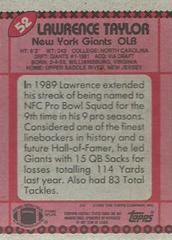 Back | Lawrence Taylor [Disclaimer Back] Football Cards 1990 Topps
